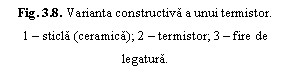 Text Box: Fig. 3.8. Varianta constructiva a unui termistor.
1 - sticla (ceramica); 2 - termistor; 3 - fire de legatura.

