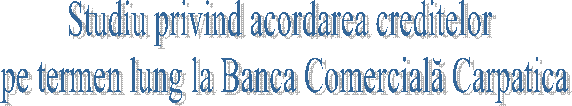 Studiu privind acordarea creditelor
 pe termen lung la Banca Comerciala Carpatica