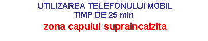 Text Box: UTILIZAREA TELEFONULUI MOBIL 
TIMP DE 25 min 
 zona capului supraincalzita
