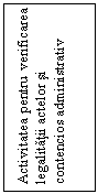 Text Box: Activitatea pentru verificarea legalitatii actelor si 
contencios administrativ
