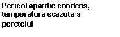 Text Box: Pericol aparitie condens, 
temperatura scazuta a peretelui 
