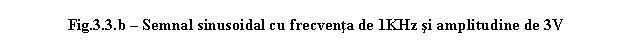 Text Box: Fig.3.3.b - Semnal sinusoidal cu frecventa de 1KHz si amplitudine de 3V