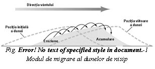 Text Box: 
Fig. Error! No text of specified style in document. 1 Modul de migrare al dunelor de nisip

