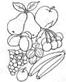 Coloriages : Fruits : poires, pomme, raisin, cerises, bananes