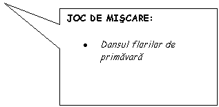 Rectangular Callout: JOC DE MISCARE:

. Dansul florilor de primavara 
