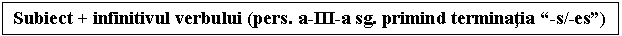 Text Box: Subiect + infinitivul verbului (pers. a-III-a sg. primind terminatia 
