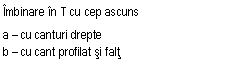 Text Box: Imbinare in T cu cep ascuns
a - cu canturi drepte
b - cu cant profilat si falt
