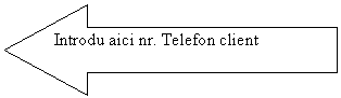 Left Arrow: Introdu aici nr. Telefon client

