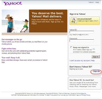 yahoo creare cont