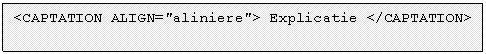 Text Box: <CAPTATION ALIGN='aliniere'> Explicatie </CAPTATION>