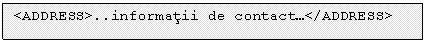 Text Box: <ADDRESS>..informatii de contact . </ADDRESS>


