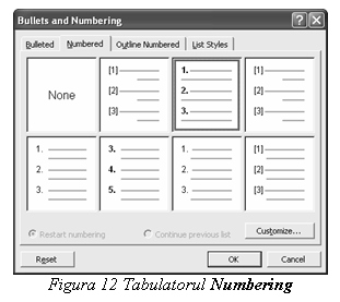 Text Box: 
Figura 12 Tabulatorul Numbering
