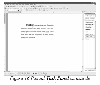 Text Box: 
Figura 16 Panoul Task Panel cu lista de stiluri
