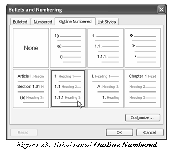 Text Box: 
Figura 23. Tabulatorul Outline Numbered
