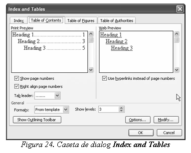 Text Box: 
Figura 24. Caseta de dialog Index and Tables
