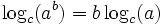  !, log_c (a ^ b) = b log_c (a) 