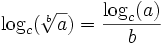  !, log_c (sqrt[b]) = frac 