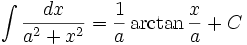 int } = arctan  + C