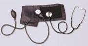 Mechanical sphygmomanometer with aneroid manometer and stethoscope
