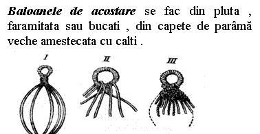 Text Box: Baloanele de acostare se fac din pluta , faramitata sau bucati , din capete de parama veche amestecata cu calti .
 
