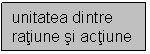 Text Box: unitatea dintre ratiune si actiune