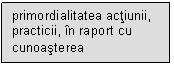 Text Box: primordialitatea actiunii, practicii, in raport cu cunoasterea