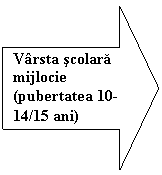 Right Arrow: Varsta scolara mijlocie (pubertatea 10-14/15 ani)