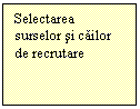 Text Box: Selectarea surselor si cailor de recrutare