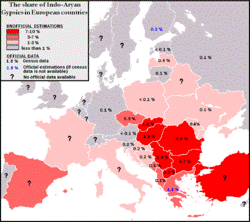 Poportia populatiei tiganesti in statele europene