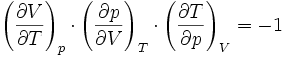 left ( frac right )_p cdot left ( frac right )_T cdot left ( frac right )_V = -1