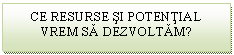 Text Box: CE RESURSE SI POTENTIAL VREM SA DEZVOLTAM?

